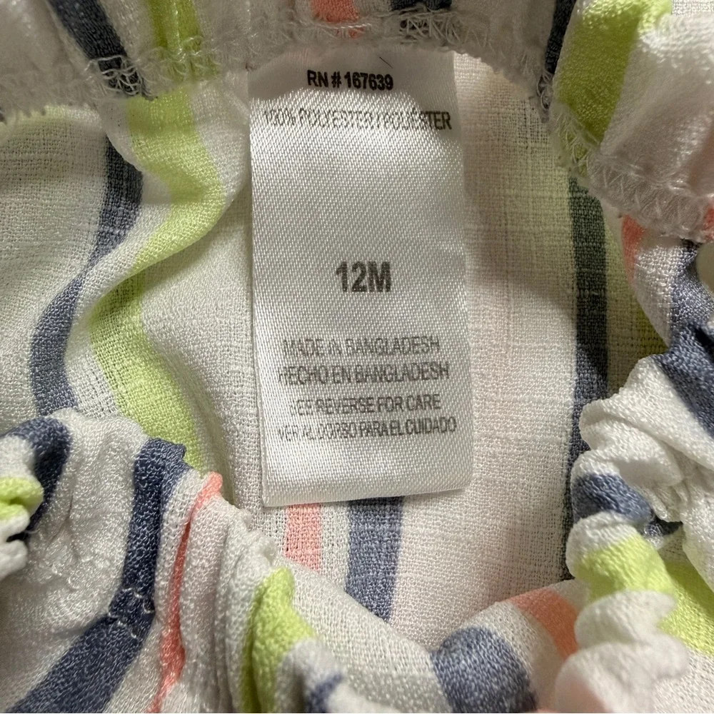 Baby Girls Pastel Striped Sundress Bloomers Set Size 9-12M Button Front